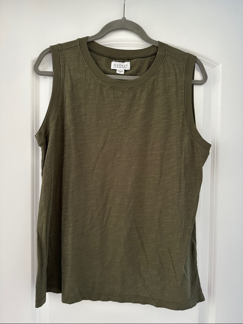 Velvet Olive Green Sleeveless Tank Top